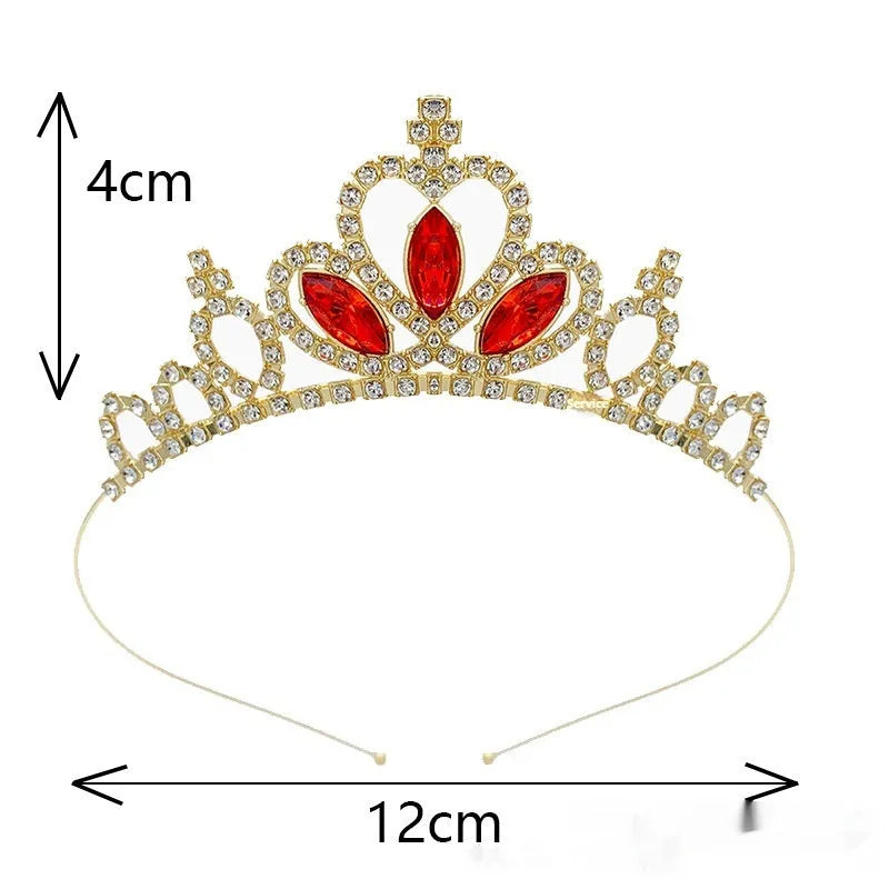 Gold and silver alloy princess crown headdress with electroplated finish for children's dress-up.