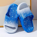 Children's gradient colour PVC summer slippers with non-slip soles shown in multiple colour options.