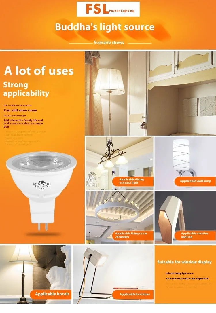 LED spotlight cup MR16 GU5.3 50mm white light wall lamp