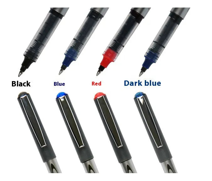 12 water-based signature pens with 0.5mm tips in black, blue, ink blue, and red colours