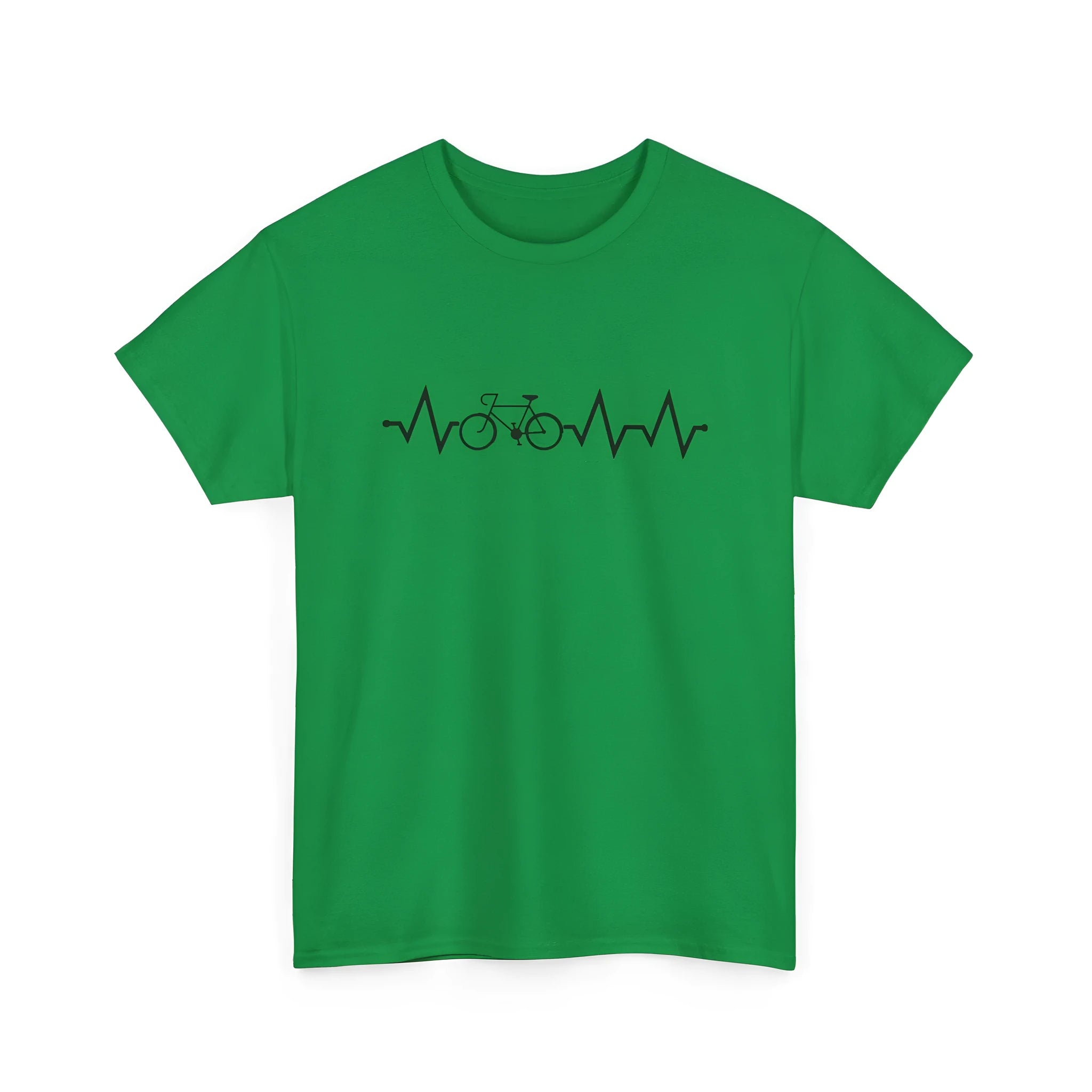 Green casual cotton t-shirt with a creative printed letter pattern on the front, short sleeves.