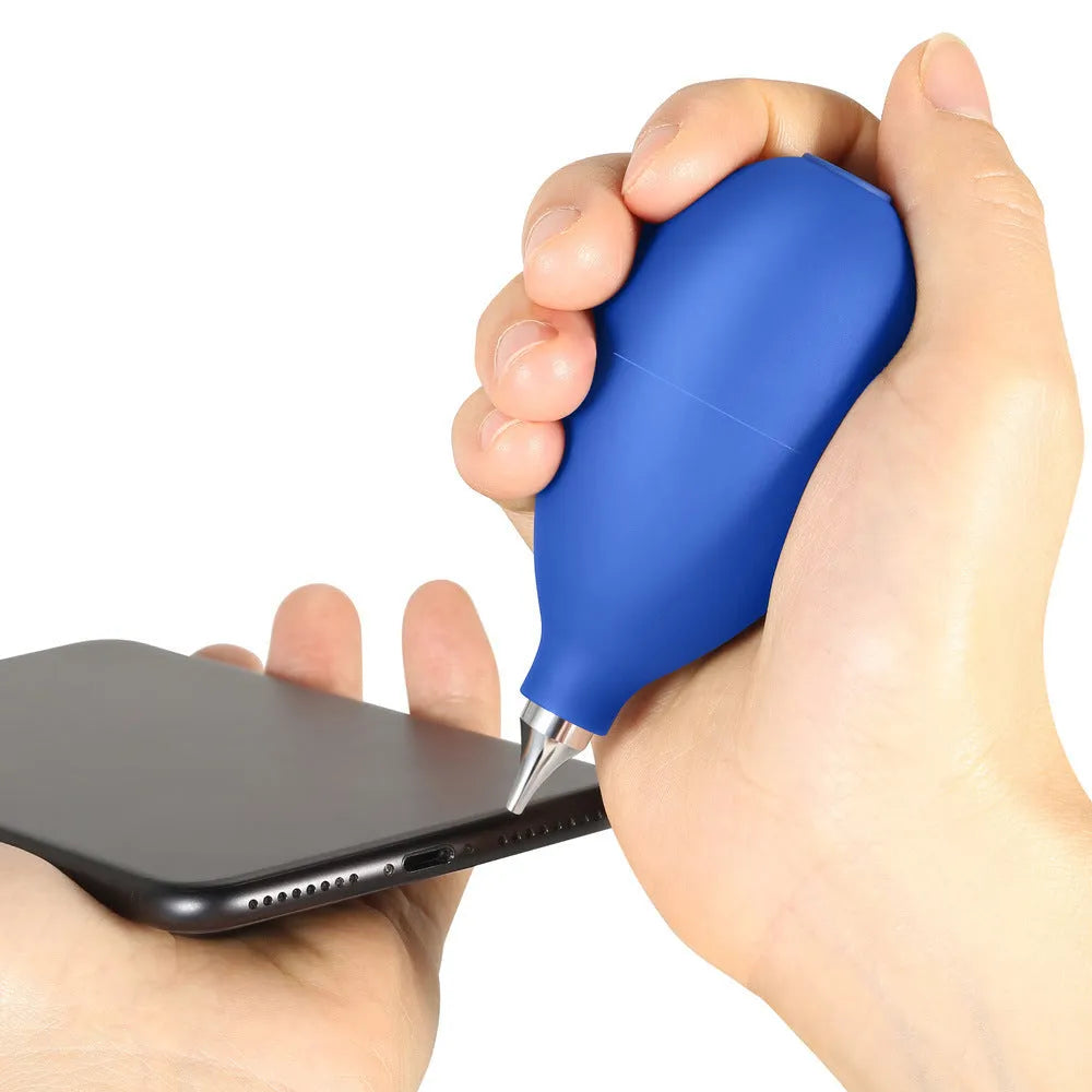 Blue rubber dust removal ball for cleaning camera lenses and electronics
