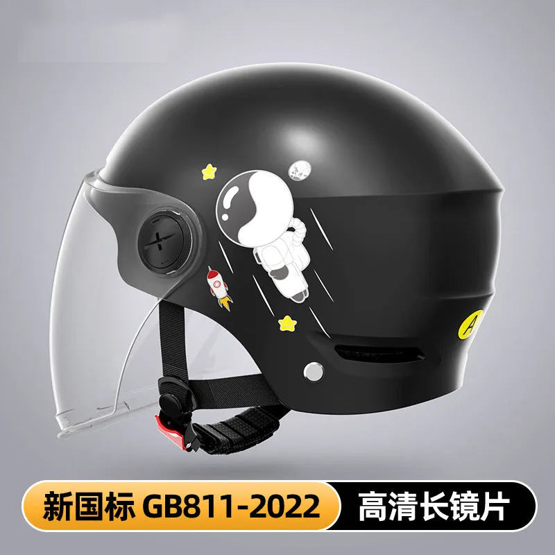 ABS half helmet for electric motorcycles with multiple lens options in khaki and black colours
