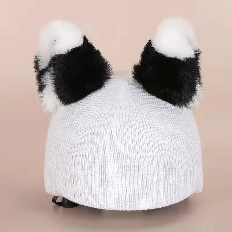 Soft plush cartoon character cover on an M-size bicycle helmet