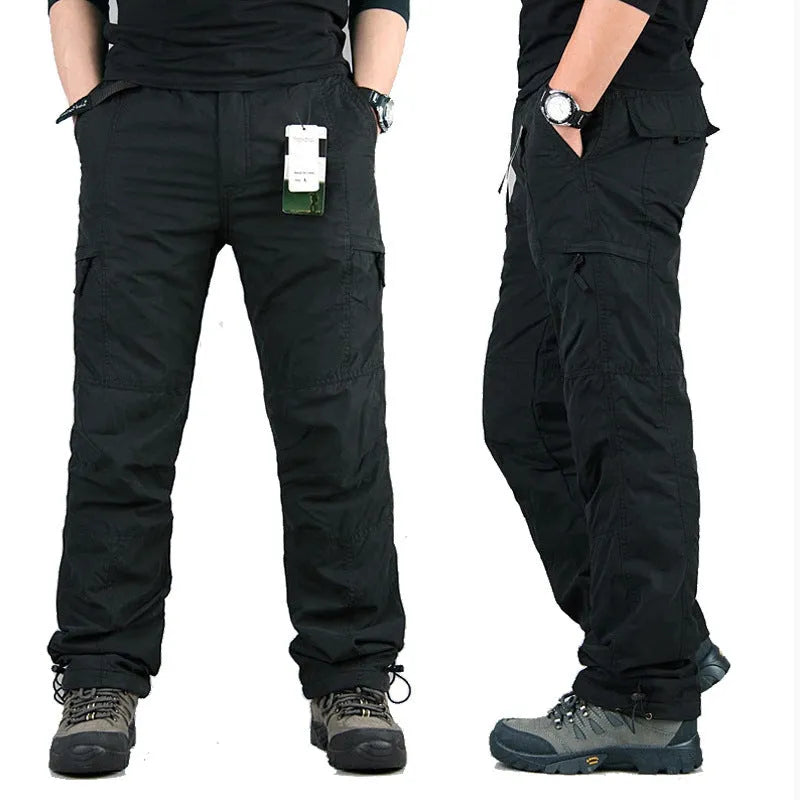 Men's stone washed cotton loose fit overalls with a wool lining shown in army green colour