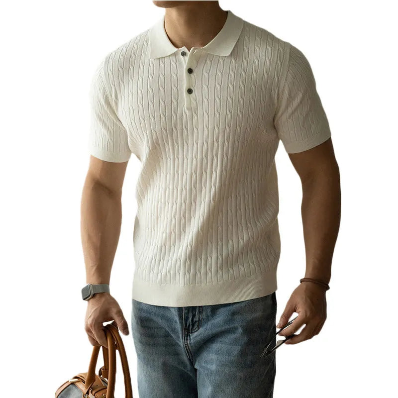 Men's short sleeve business commute top in khaki, black or white colour options