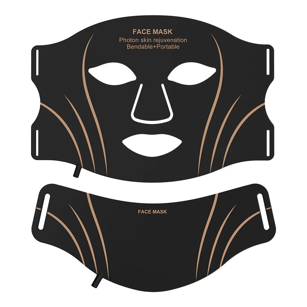 Black and gold silicone headband IPL LED facial mask device with touch screen controls.