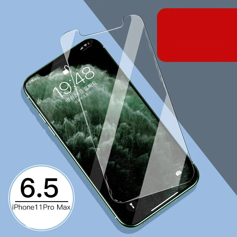 iPhone tempered glass screen protector showing front and rear film for iPhone 11 Pro Max