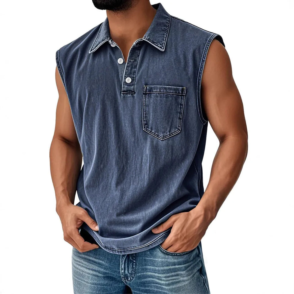 Men's short sleeve polo shirt with button placket in loose fit with 3D digital printing design