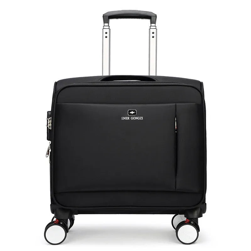 Black 18-inch Oxford cloth business luggage with universal wheels and carry-on size