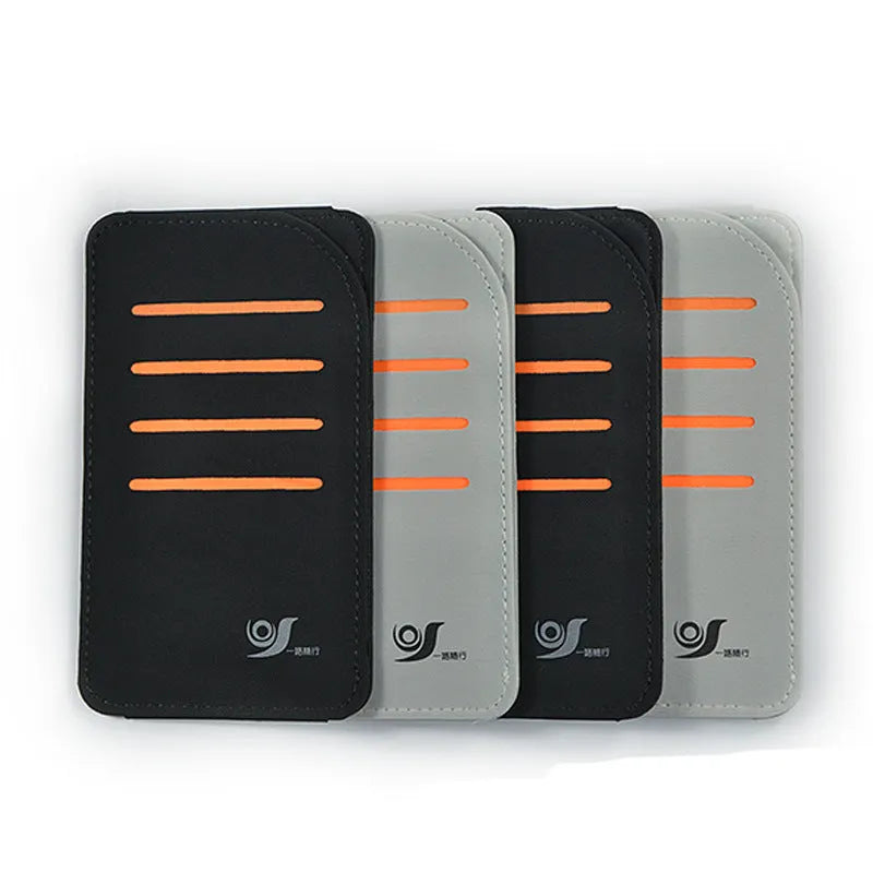 Set of four car sun visor shading panels and a vehicle-mounted storage bag in black or grey colour.