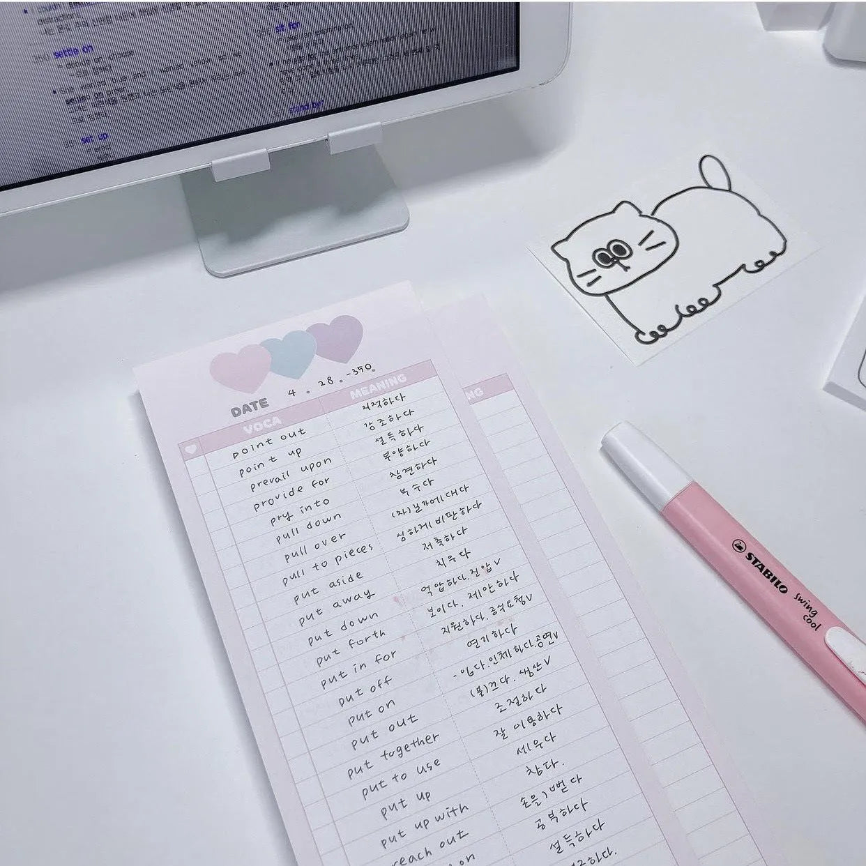 B5 half-size language learning notepad with English words, available in pink, purple and blue cover colours
