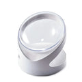 White elevated cat food bowl with clear plastic and 8.5cm height for anti-vomit feeding