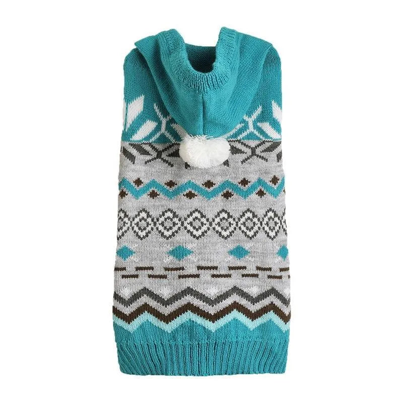 Green classic diamond pattern knitted sweater for a small dog on a white background.
