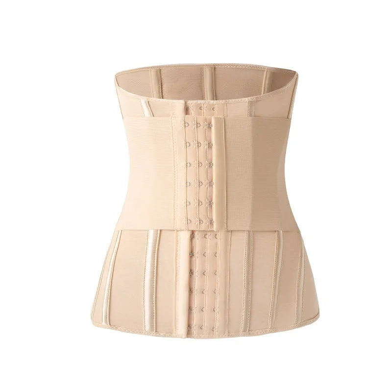 Nylon waist training belt in black and apricot colours for tummy slimming and fitness support