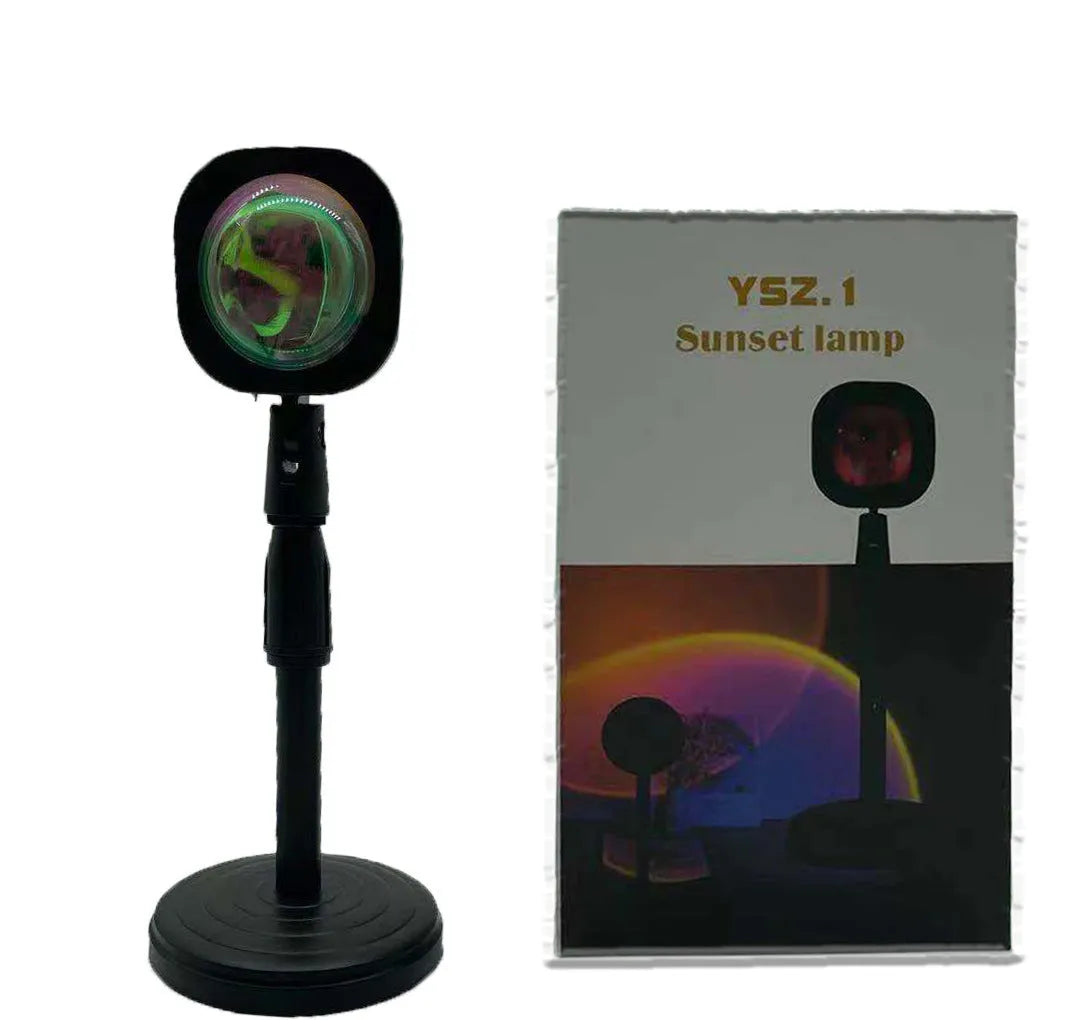 Sunset red USB rechargeable sunset lamp with rainbow projection capability