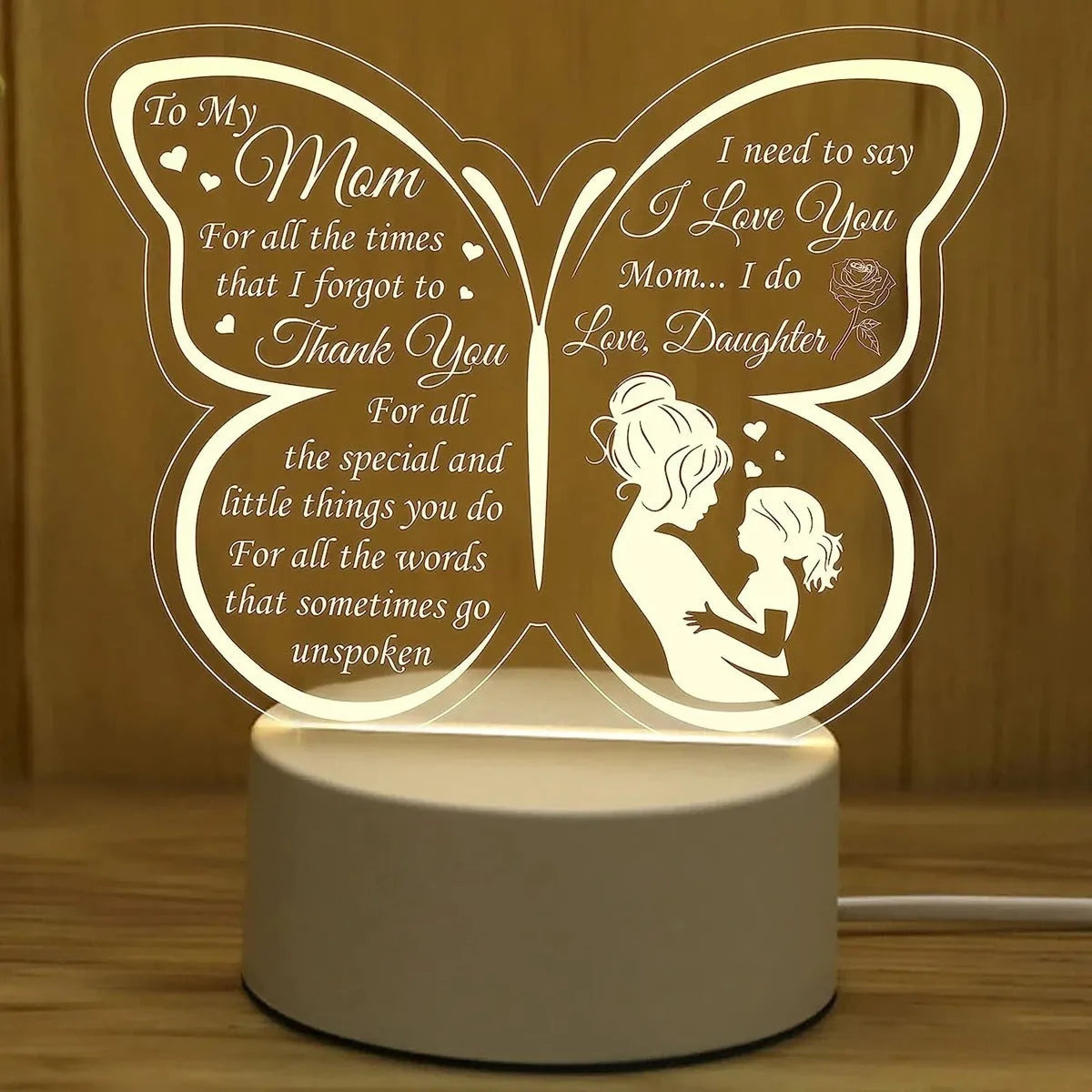 Heart-shaped white table lamp with acrylic shade and touch controls