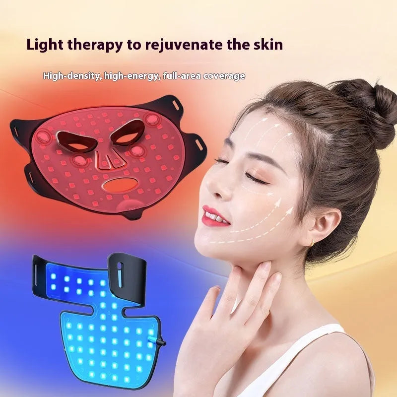 Black LED photon therapy mask with adjustable settings for home skin treatment
