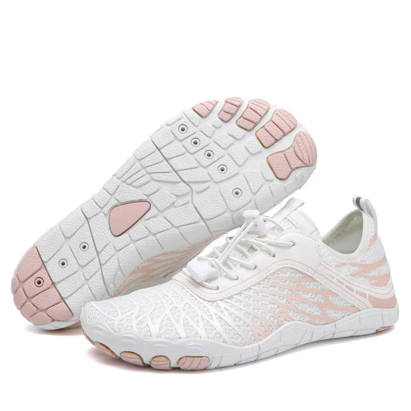 Breathable lace-up casual sports shoes in various colours with a rubber non-slip sole.