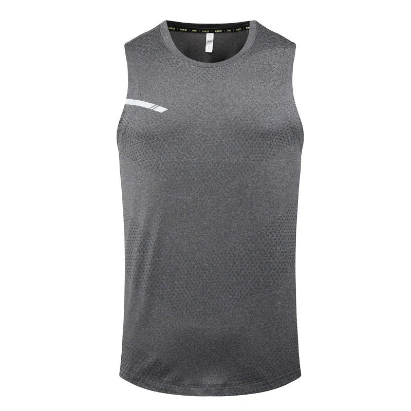Men's solid colour quick-drying sports singlet in polyester fabric for summer athletic activities