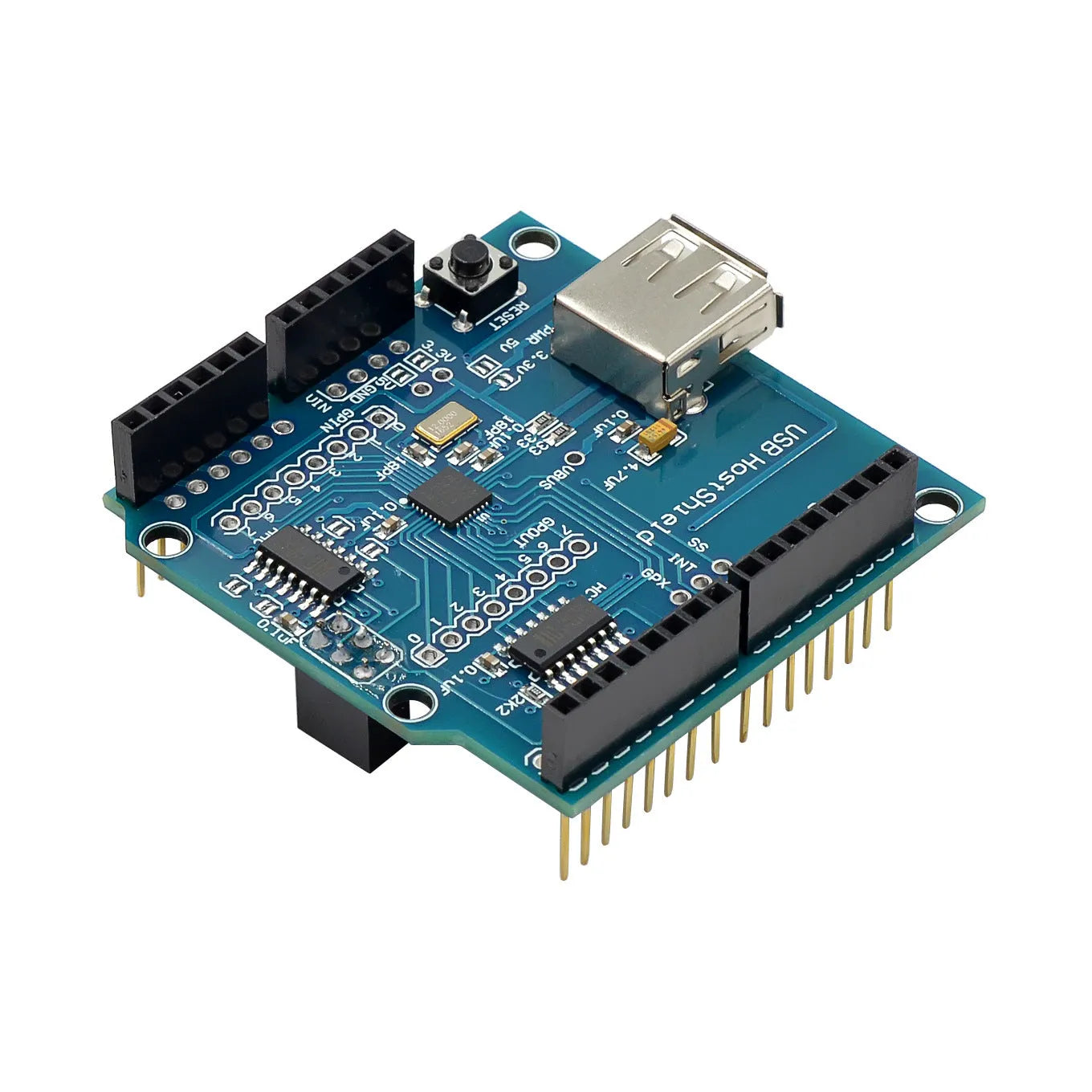 USB Host shield board compatible with Arduino MEGA 2560 featuring Google ADK support and flank installation