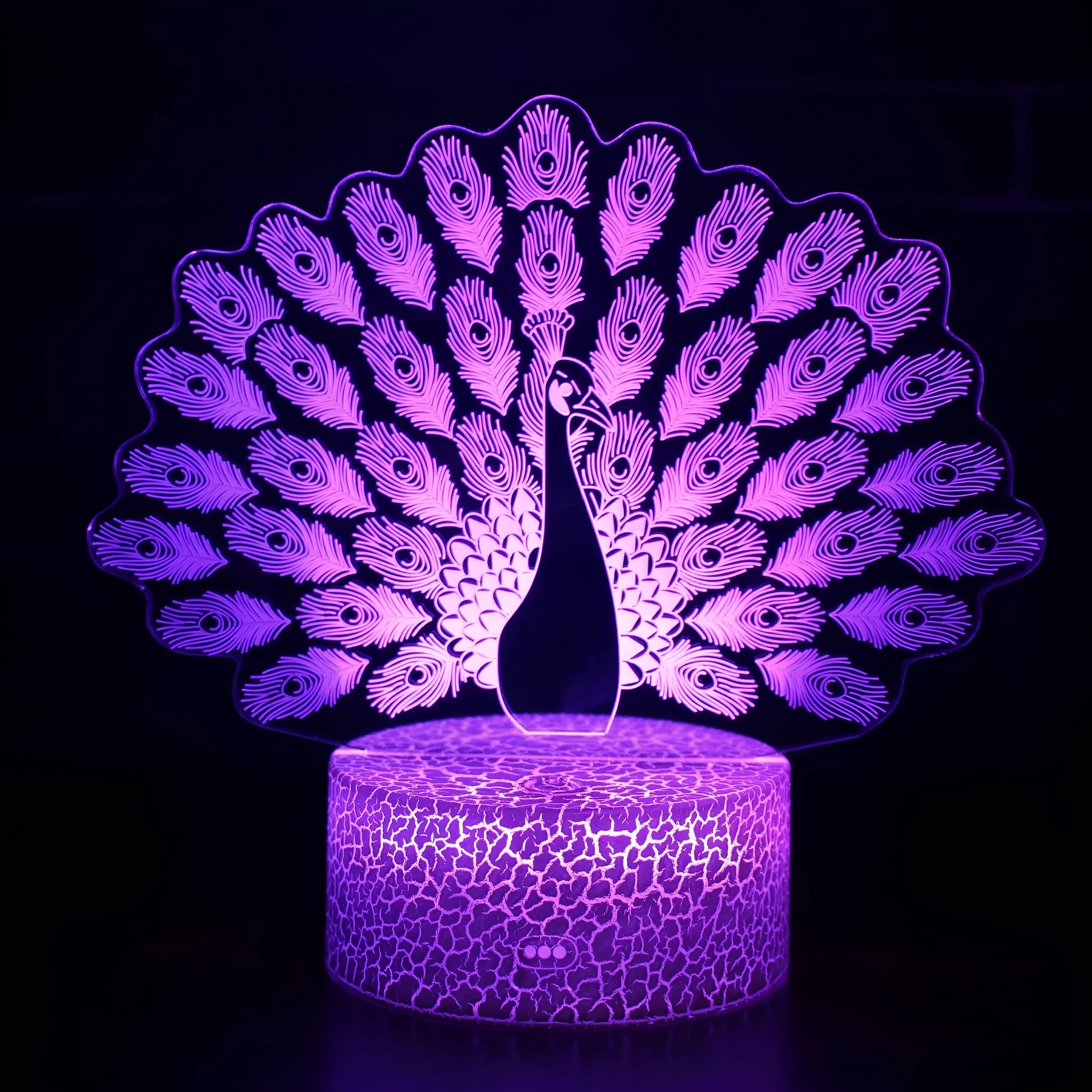 Acrylic 3D touch-sensitive USB table lamp with colourful illumination on a small ABS base.