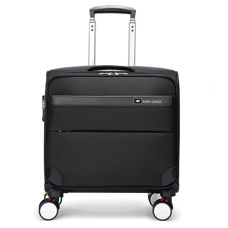 Black 18-inch Oxford cloth business luggage with universal wheels and carry-on size