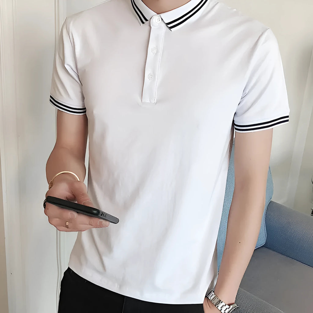 Men long-sleeved cotton T-shirt in black, side view, sizes M to XXXL