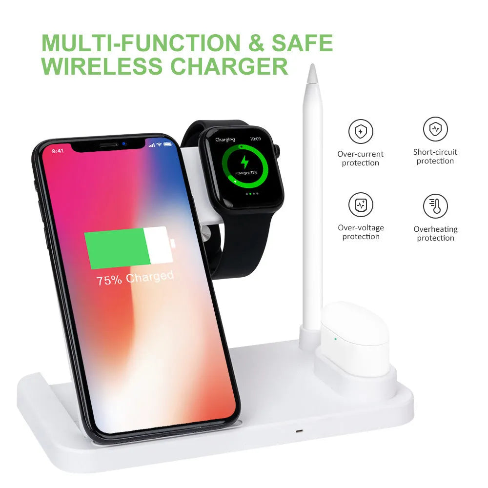Folding 4-in-1 wireless charger with 15W quick charge for Apple iPhone devices