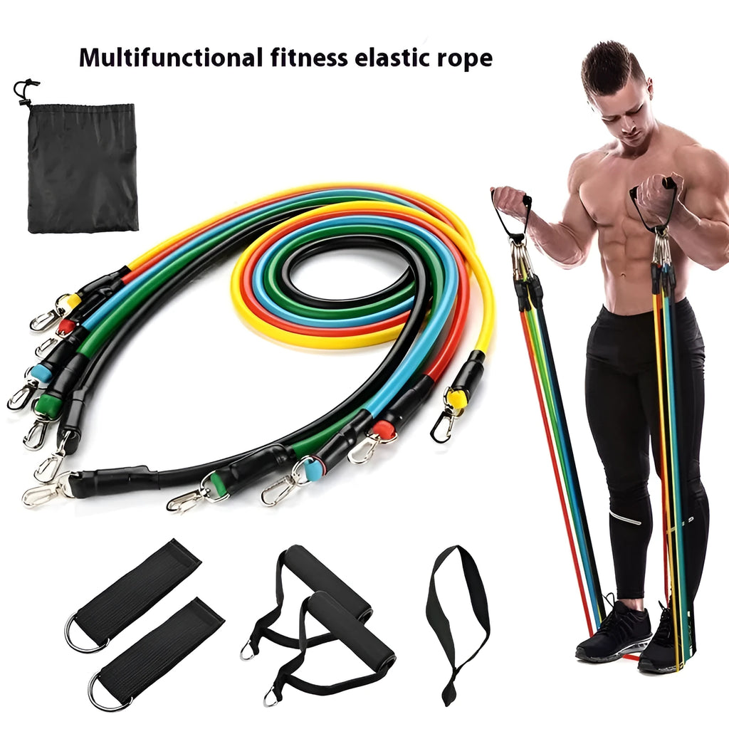 Multi-functional door sports 11-piece combination pulling rope set with ABS construction
