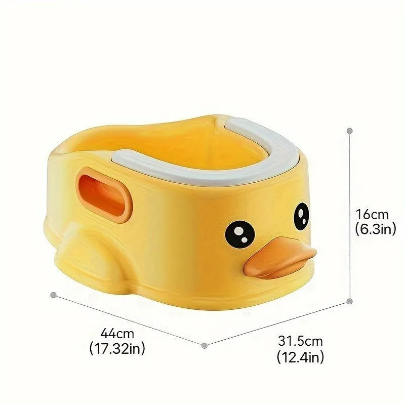 Blue PVC duck-shaped bathtub for washing a dog or cat at home.