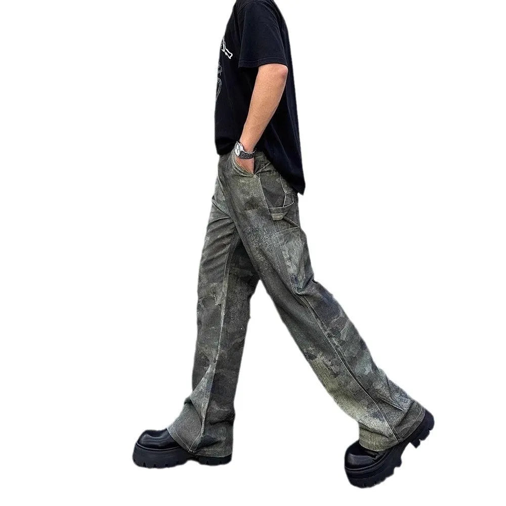 Men's straight leg camouflage jeans with digital pattern in picture colour