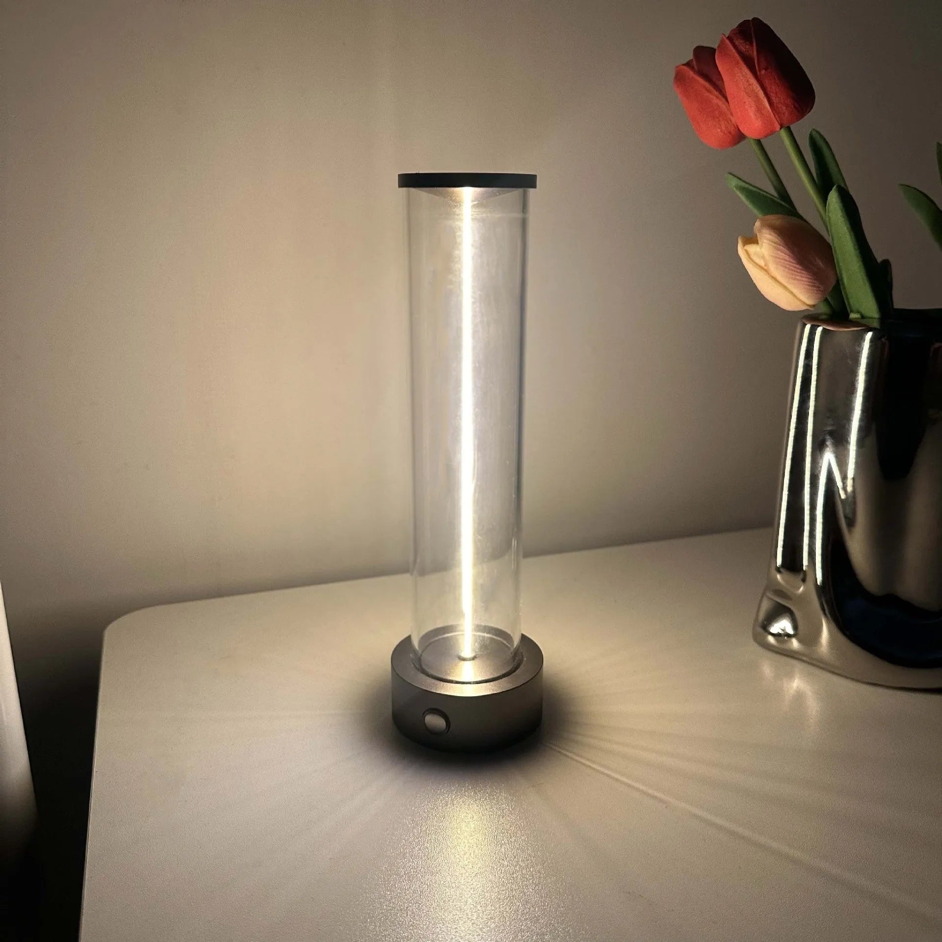 USB rechargeable magnetic LED night light strip with linear glass design