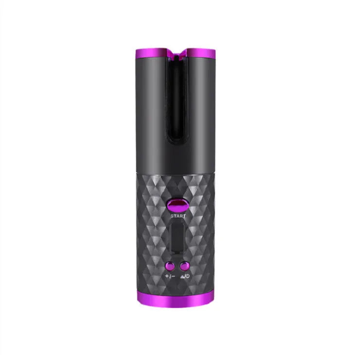 Portable automatic USB charging mini curling iron with gold ceramic barrel in white colour
