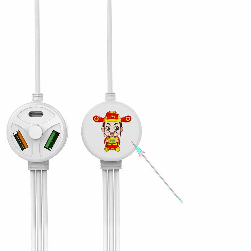 Multi-interface mobile phone charging cable with USB, Mini USB, Micro USB, and TYPE-C connectors