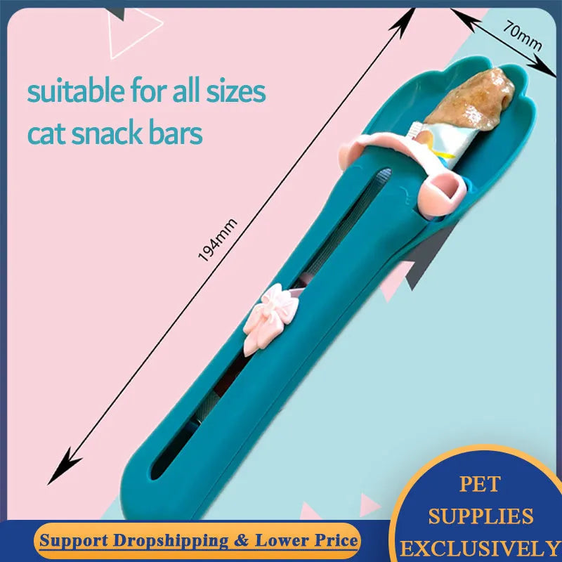Pet feed spoon with squeezer mechanism for snack extrusion and liquid food dispensing in multiple colour options