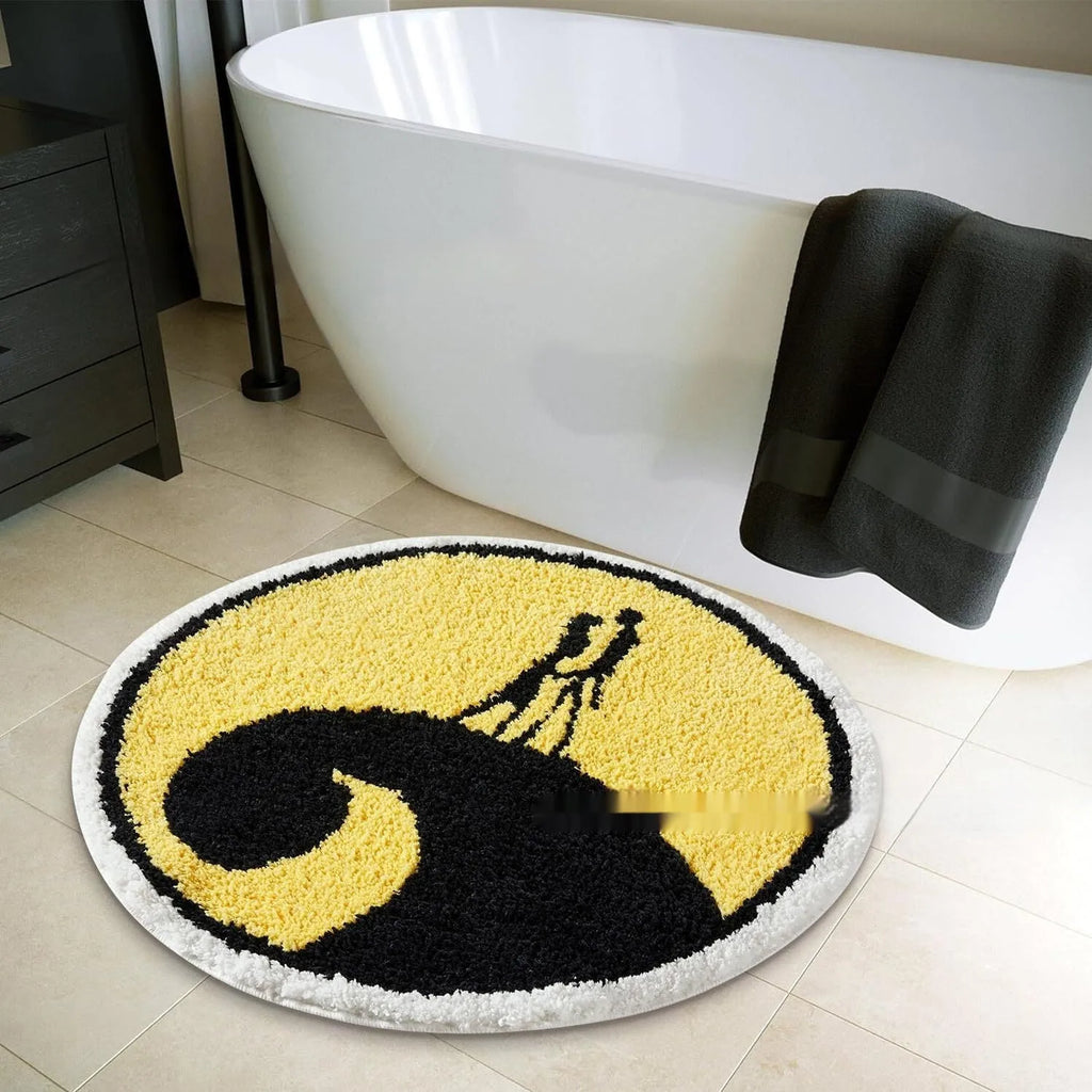 Christmas round pad polyester carpet with printed festive design in 60cm or 80cm size