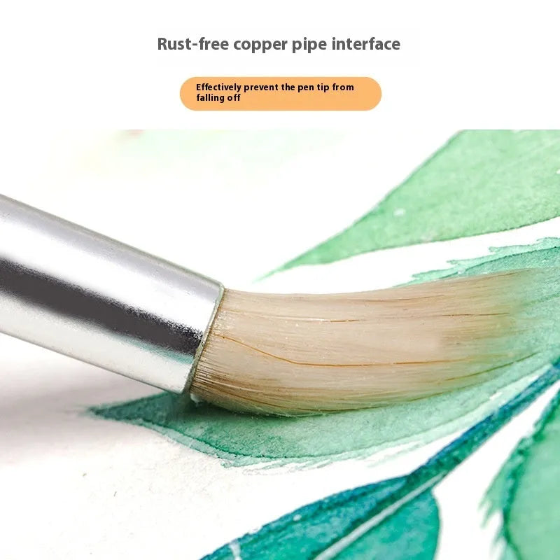 Wooden hook line pen brush six-piece set with artistic wool pointed design in conventional colours