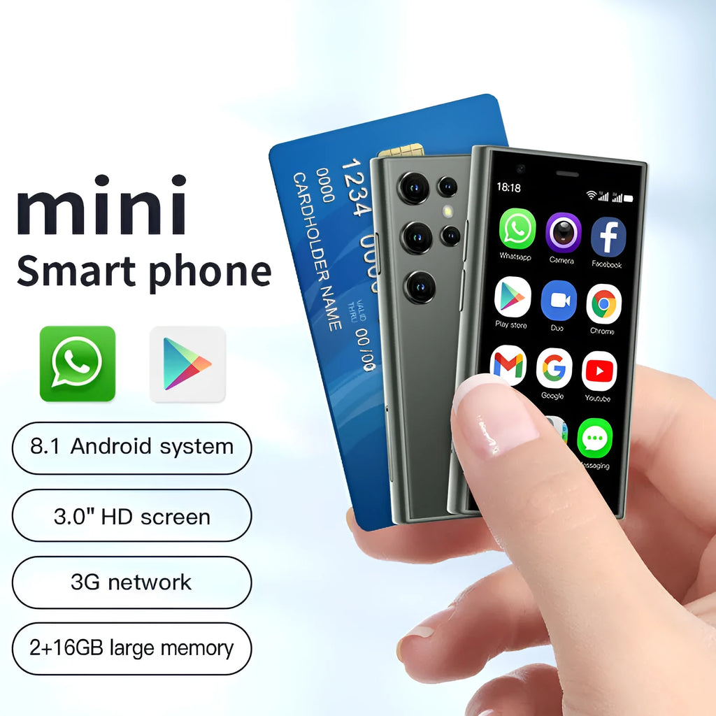 S23PRO XS15 mini smartphone in Black, Green and Pink Purple colours showing straight plate design