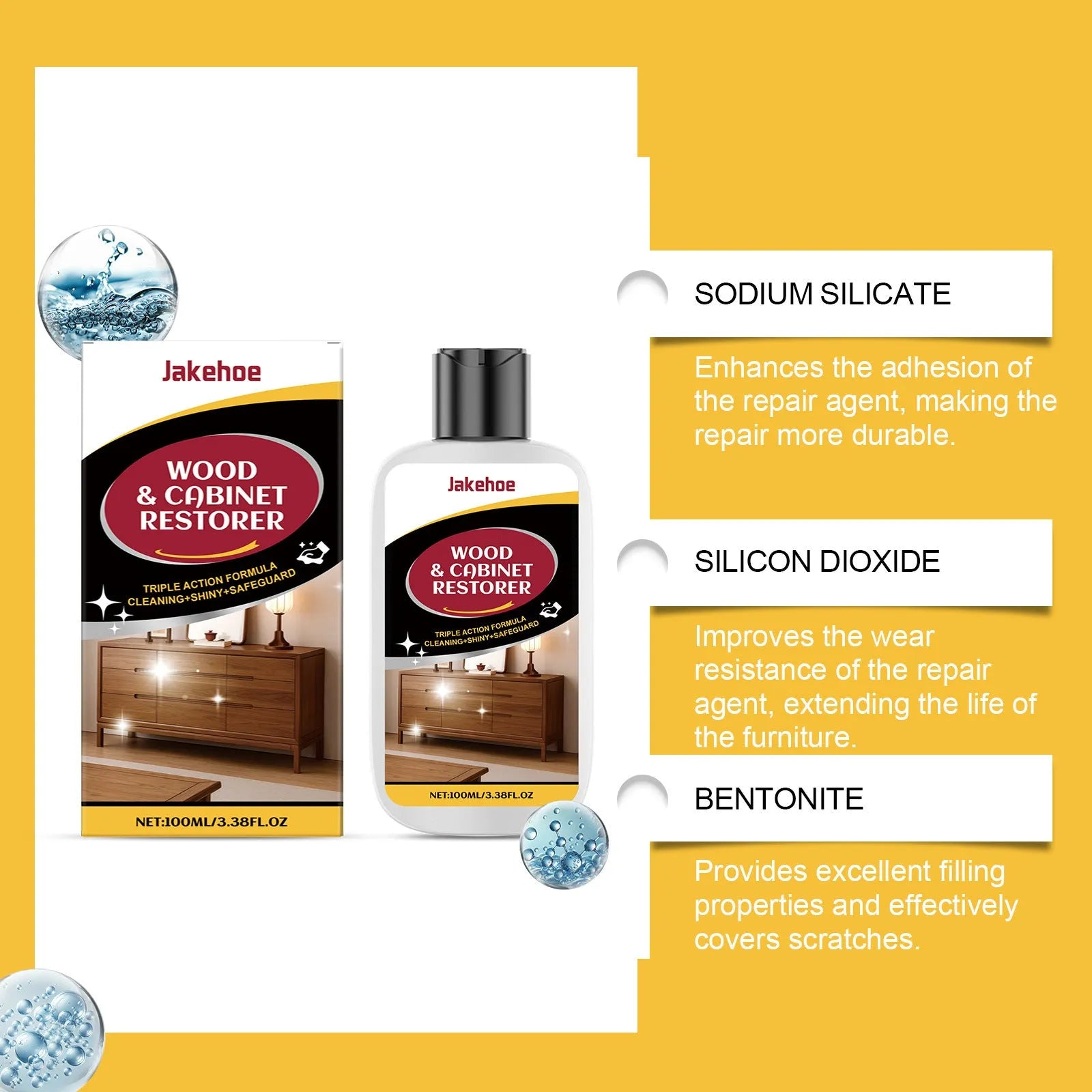 100ml wooden furniture scratch care agent bottle with cleaning towel for surface maintenance