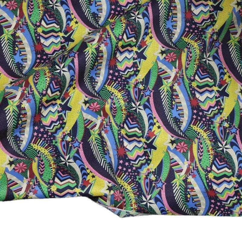 Blue floral and plant digital print on 100% cotton fabric, showing 1 metre by 1.45 metre piece
