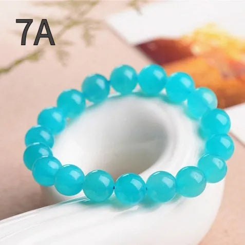 Natural Amazonite scattered beads bracelet with polished finish in ice blue-green colour