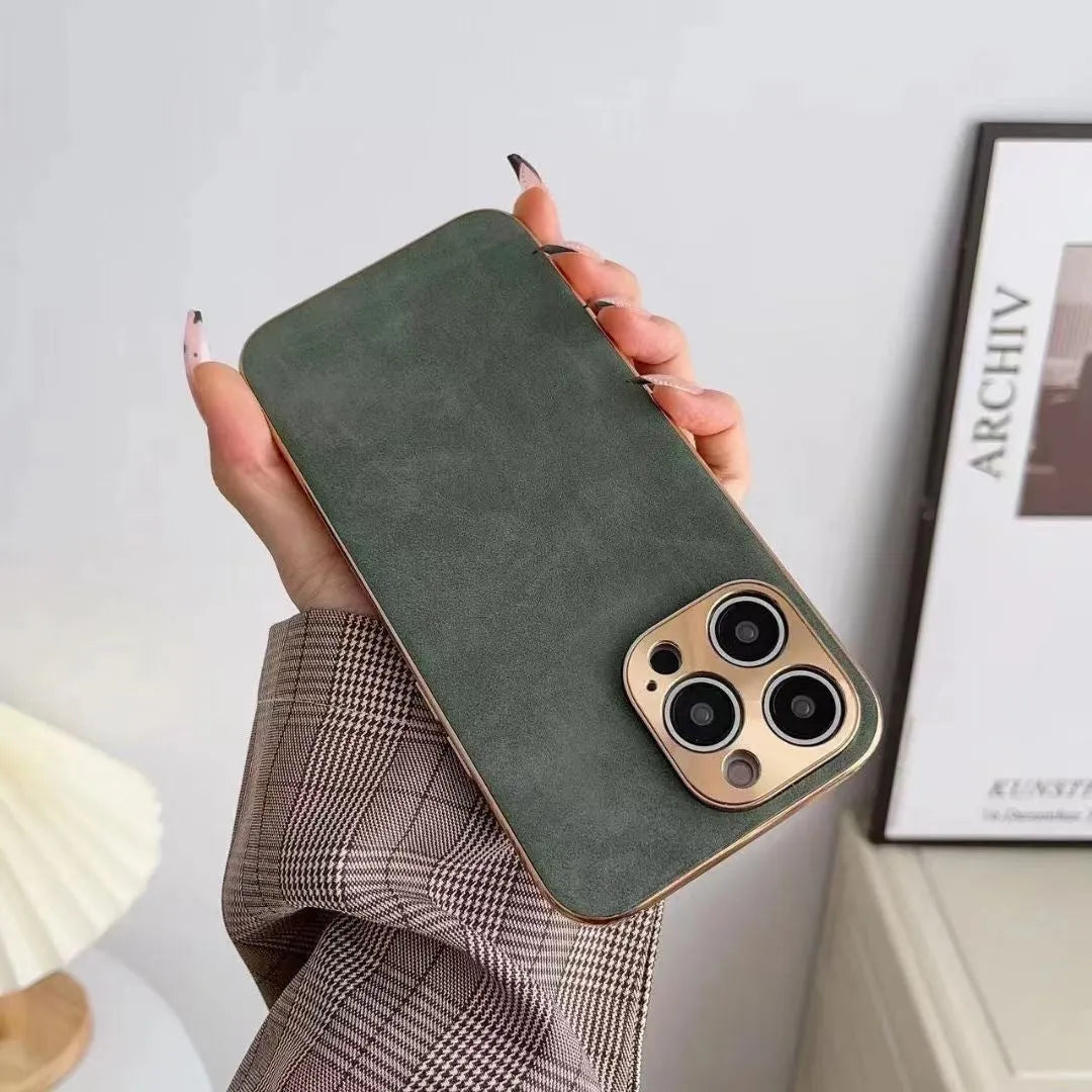 Leather texture TPU phone case for iPhone in solid colour options