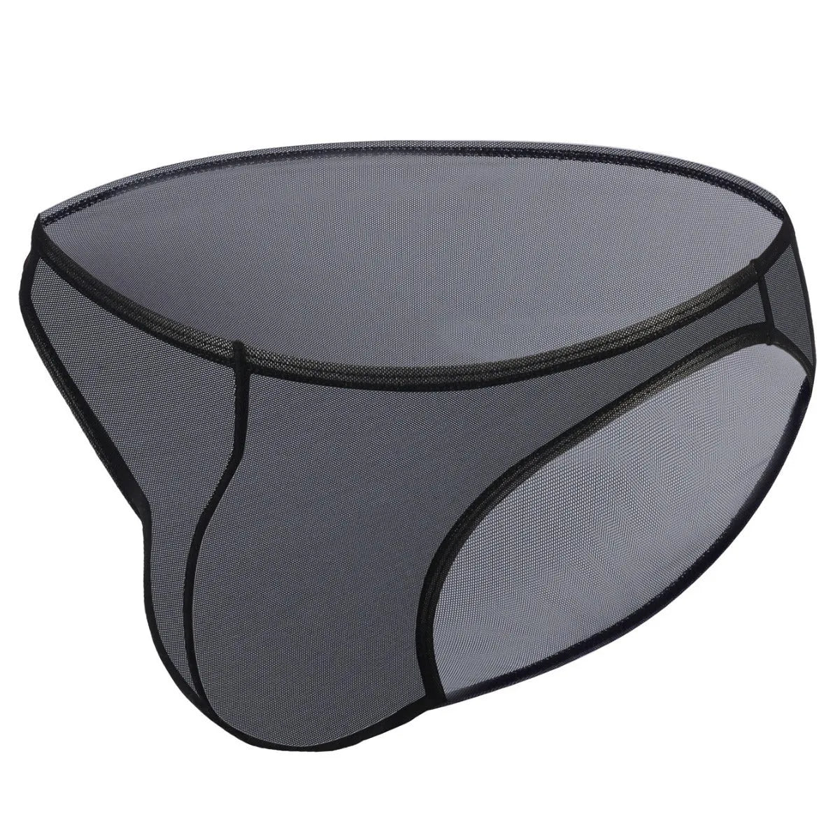 Men's black quick-drying nylon shorts with triangle mid waist design on hanger