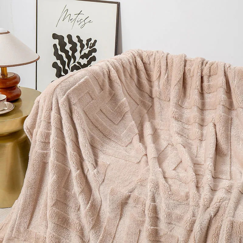 Thick coral fleece square blanket in modern simplicity style with size options from 70x100cm to 200x230cm