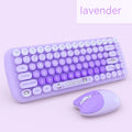 Pink wireless keyboard and mouse set with cartoon design showing keyboard dimensions of 43.5cm