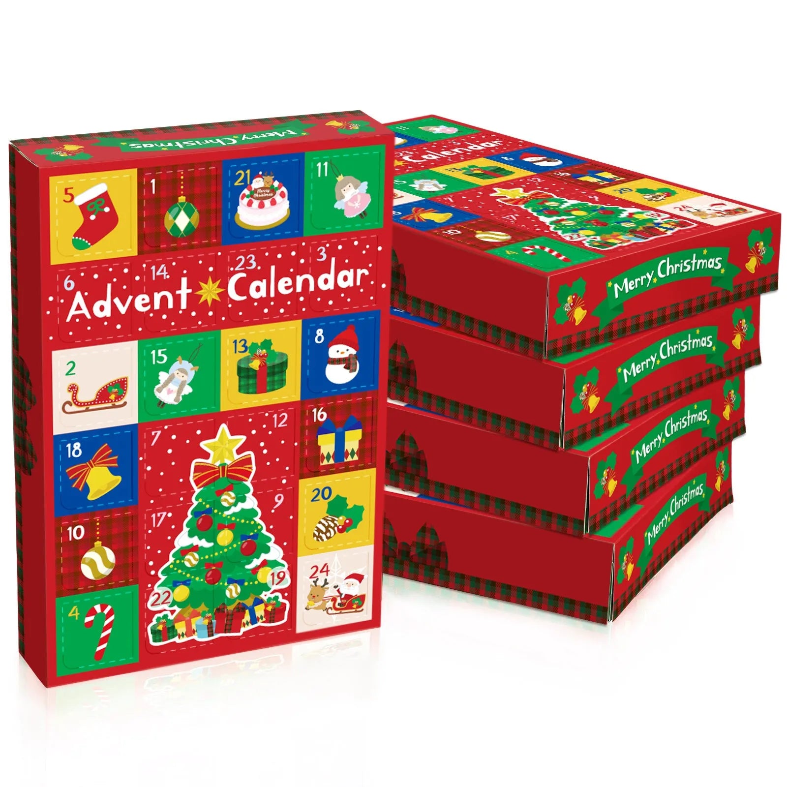 24 Grid Christmas Gift Box Blind Packaging with calendar design, 25x17x4 cm