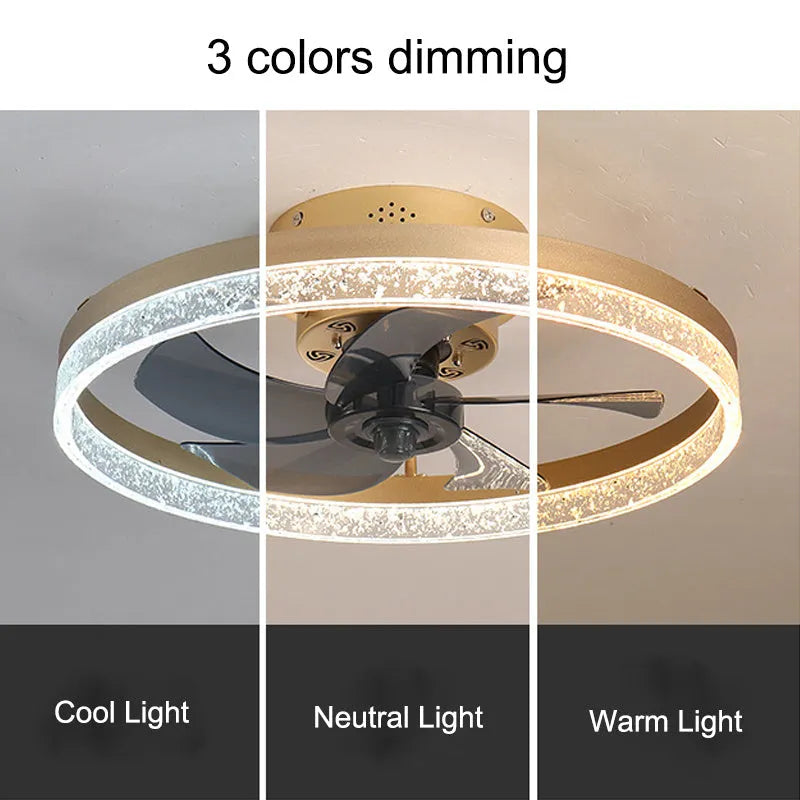 Nordic style ceiling fan with integrated LED light in 50cm diameter with remote control