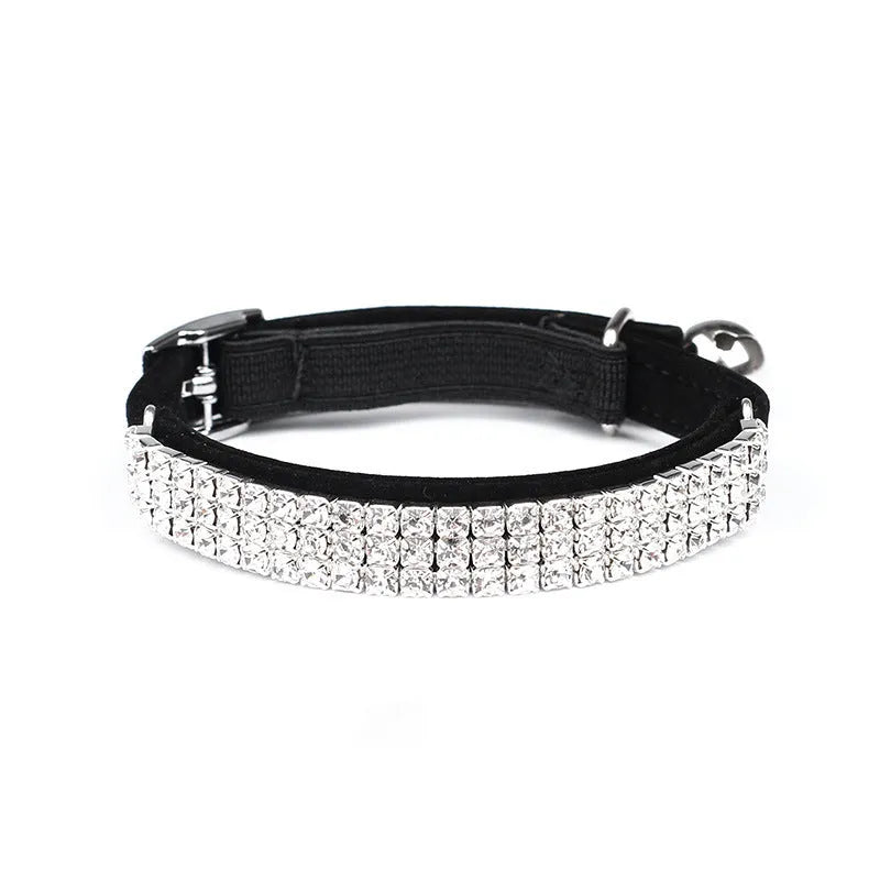 Velvet cat collar with rhinestone detailing in five colour options