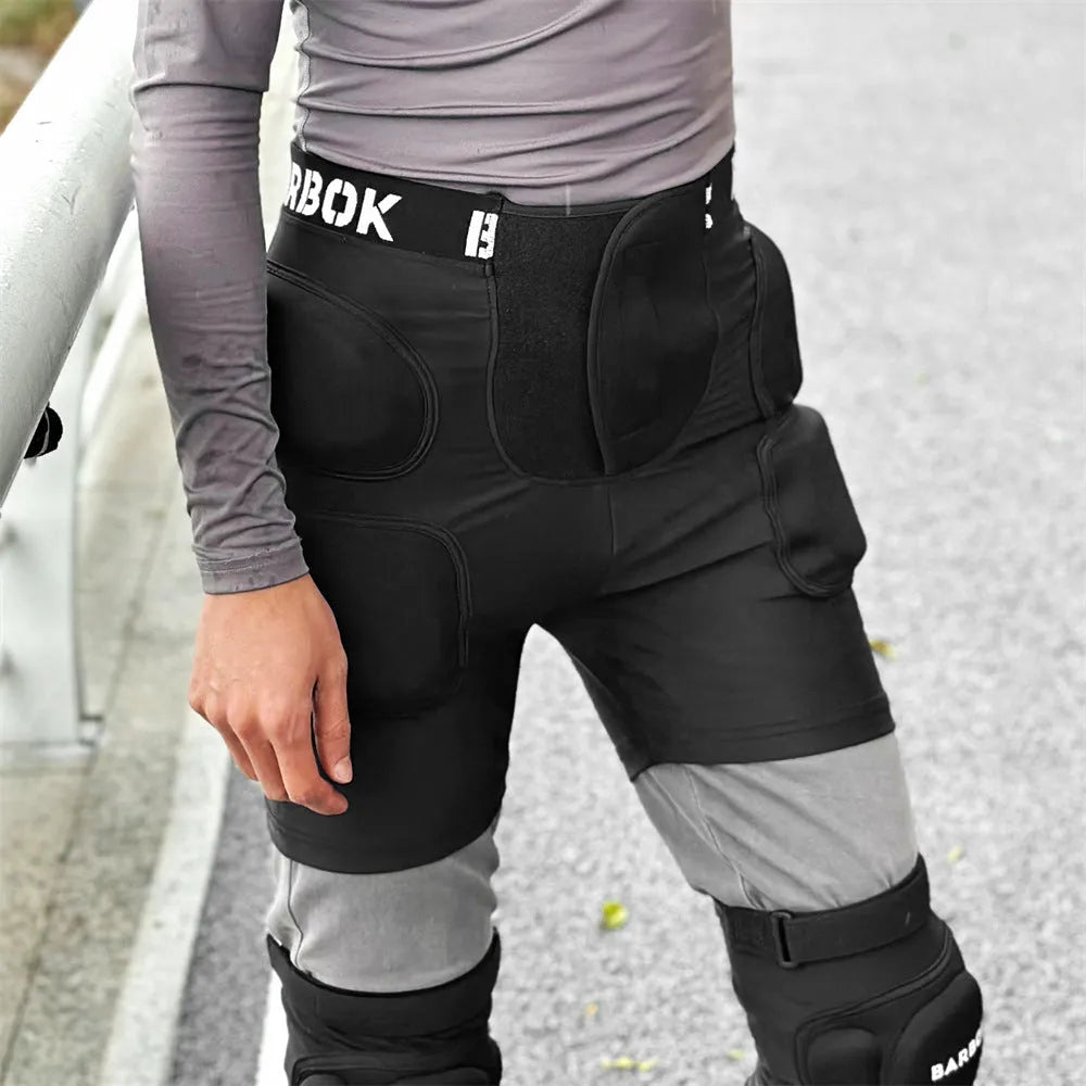 Black spandex hip protection pads with NBR foam for roller skating and skateboarding safety